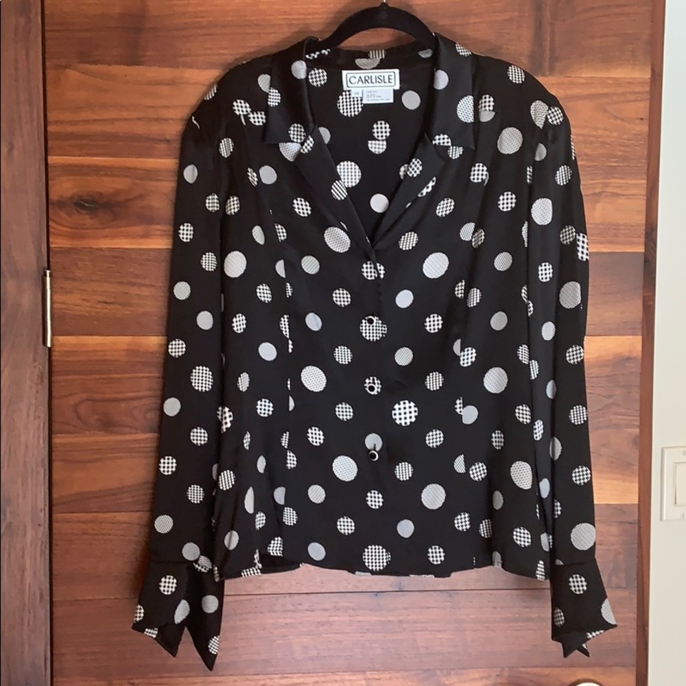 Carlisle silk black & white button down